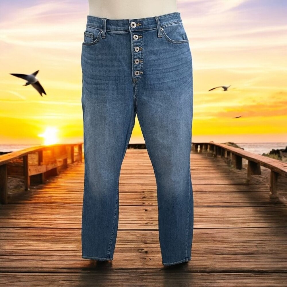 Torrid Sky High‎ Skinny Button Fly Stretch Denim Jeans 22R Y2K Retro Clean Girl